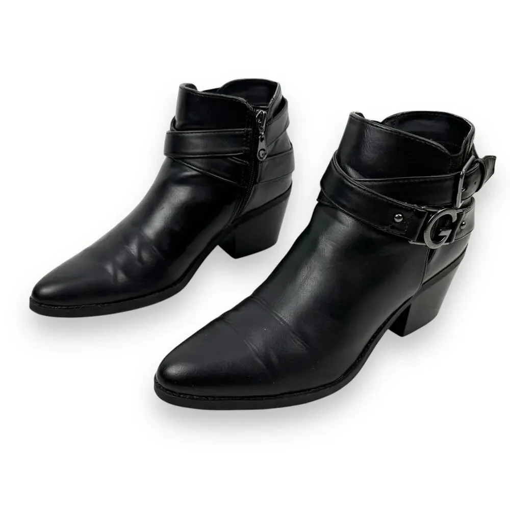 GUESS GBG black vegan leather cowgirl ankle boots - Picture 2 of 13